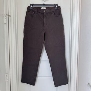 A&F Curve Love Dark Brown Straight-Leg Jeans